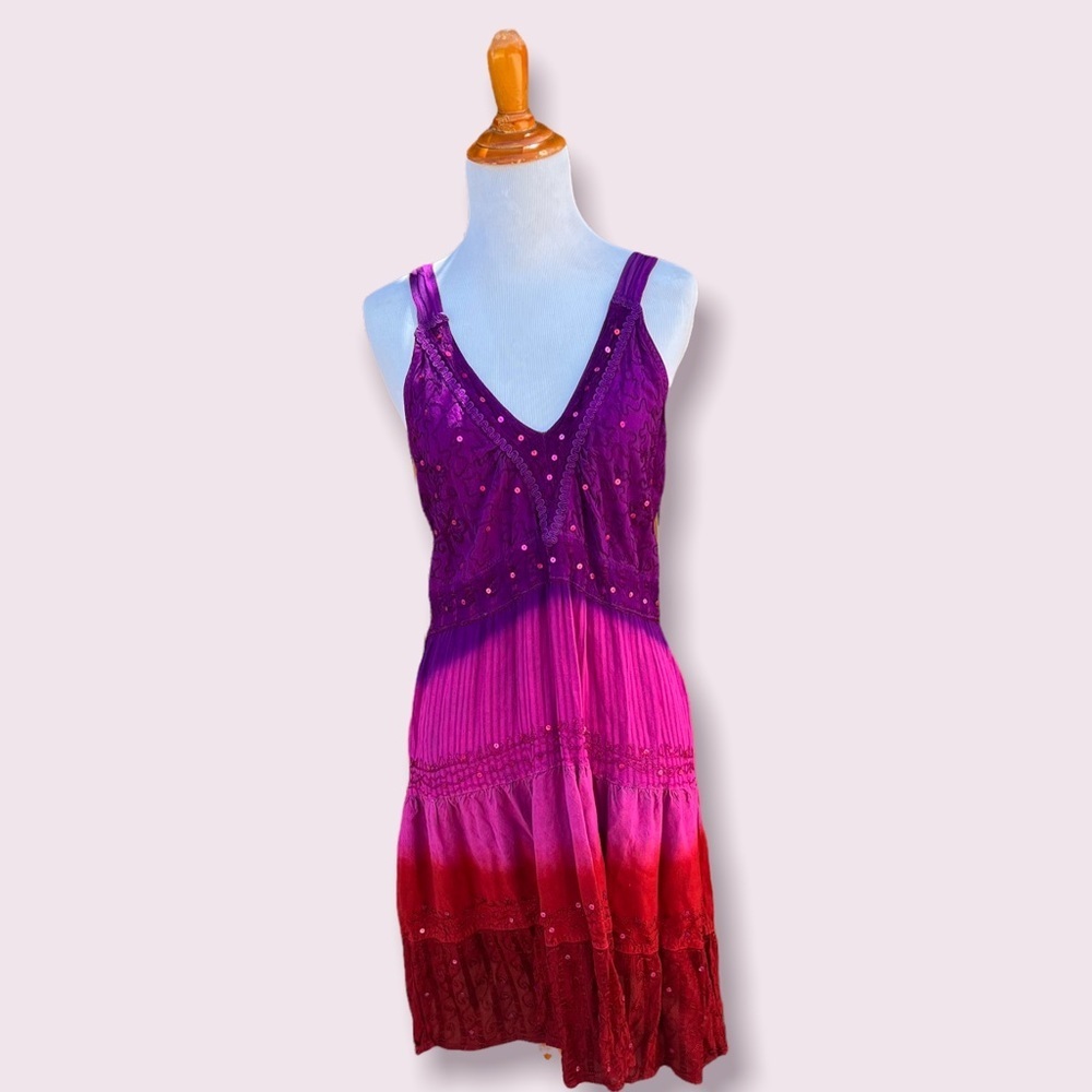 Vintage boho ombré and sequins dress